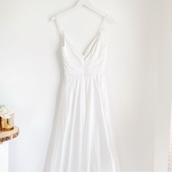 La Femme White Satin Ball Gown Size 00 Nwot - Picture 7 of 9